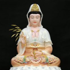 Bo Tuong Ta Ba Tam Thanh Ngoi Dai Sen Son Hoa Tiet Phu Quy Bang Bot Da Cao 40cm