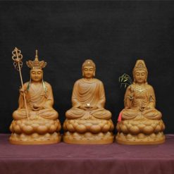 Bo Tuong Ta Ba Tam Thanh Ngoi De Sen Bang Go Huong Chuong Long Nao Cao 40cm 1