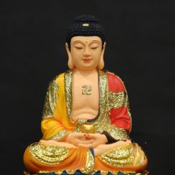 Bo Tuong Ta Ba Tam Thanh Ngoi Mau Vang Ao Do Bang Composite Cao 30cm 6