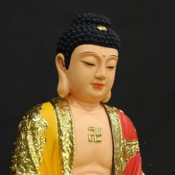 Bo Tuong Ta Ba Tam Thanh Ngoi Mau Vang Ao Do Bang Composite Cao 30cm 7