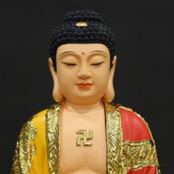 Bo Tuong Ta Ba Tam Thanh Ngoi Mau Vang Ao Do Bang Composite Cao 30cm 8