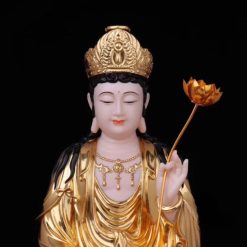 Bộ Tượng Tây Phương Tam Thánh Ngồi, Bột Đá Hồng Mạ Vàng, Cao 40cm, 48cm, 66cm 1 Bo Tuong Tay Phuong Tam Thanh Ngoi Bot Da Hong Ma Vang Cao 40cm 48cm 66cm 1