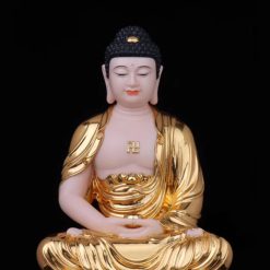 Bộ Tượng Tây Phương Tam Thánh Ngồi, Bột Đá Hồng Mạ Vàng, Cao 40cm, 48cm, 66cm 3 Bo Tuong Tay Phuong Tam Thanh Ngoi Bot Da Hong Ma Vang Cao 40cm 48cm 66cm 10