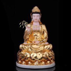 Bộ Tượng Tây Phương Tam Thánh Ngồi, Bột Đá Hồng Mạ Vàng, Cao 40cm, 48cm, 66cm 10 Bo Tuong Tay Phuong Tam Thanh Ngoi Bot Da Hong Ma Vang Cao 40cm 48cm 66cm 3