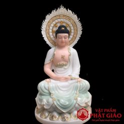 Bo Tuong Tay Phuong Tam Thanh Ngoi Bot Da Trang Xanh Nhat Vien Vang Cao 40cm 2 1