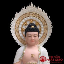 Bo Tuong Tay Phuong Tam Thanh Ngoi Bot Da Trang Xanh Nhat Vien Vang Cao 40cm 3 1