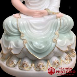 Bo Tuong Tay Phuong Tam Thanh Ngoi Bot Da Trang Xanh Nhat Vien Vang Cao 40cm 5 1