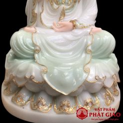 Bo Tuong Tay Phuong Tam Thanh Ngoi Bot Da Trang Xanh Nhat Vien Vang Cao 40cm 7 1