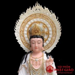 Bo Tuong Tay Phuong Tam Thanh Ngoi Bot Da Trang Xanh Nhat Vien Vang Cao 40cm 9 1