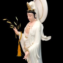 Bộ Tượng Tây Phương Tam Thánh Non Nước Đứng, Chất Liệu Bột Đá Trắng Viền Vàng, Nhiều Kích Cỡ: 48cm, 66cm, 91.5cm 6 Bo Tuong Tay Phuong Tam Thanh Non Nuoc Dung Chat Lieu Bot Da Trang Vien Vang Nhieu Kich Co 48cm