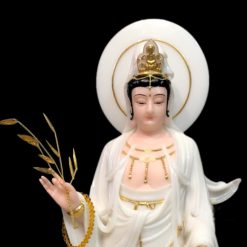 Bộ Tượng Tây Phương Tam Thánh Non Nước Đứng, Chất Liệu Bột Đá Trắng Viền Vàng, Nhiều Kích Cỡ: 48cm, 66cm, 91.5cm 5 Bo Tuong Tay Phuong Tam Thanh Non Nuoc Dung Chat Lieu Bot Da Trang Vien Vang Nhieu Kich Co 48cm 1