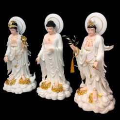 Bộ Tượng Tây Phương Tam Thánh Non Nước Đứng, Chất Liệu Bột Đá Trắng Viền Vàng, Nhiều Kích Cỡ: 48cm, 66cm, 91.5cm 14 Bo Tuong Tay Phuong Tam Thanh Non Nuoc Dung Chat Lieu Bot Da Trang Vien Vang Nhieu Kich Co 48cm 13