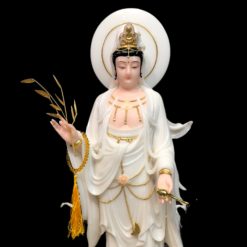 Bộ Tượng Tây Phương Tam Thánh Non Nước Đứng, Chất Liệu Bột Đá Trắng Viền Vàng, Nhiều Kích Cỡ: 48cm, 66cm, 91.5cm 3 Bo Tuong Tay Phuong Tam Thanh Non Nuoc Dung Chat Lieu Bot Da Trang Vien Vang Nhieu Kich Co 48cm 4