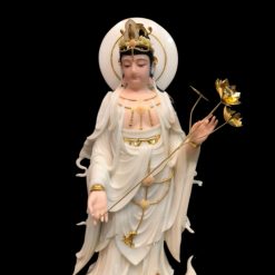 Bộ Tượng Tây Phương Tam Thánh Non Nước Đứng, Chất Liệu Bột Đá Trắng Viền Vàng, Nhiều Kích Cỡ: 48cm, 66cm, 91.5cm 18 Bo Tuong Tay Phuong Tam Thanh Non Nuoc Dung Chat Lieu Bot Da Trang Vien Vang Nhieu Kich Co 48cm 9