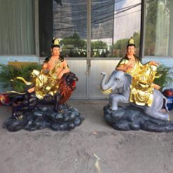 Bo Tuong Van Thu – Pho Hien Bo Tat Cuoi Linh Thu Chat Lieu Composite Dat Vang Cao 155cm 5