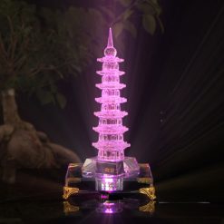 De Led Thuy Tinh 7 Mau Vuong Chan Vang Kich Co 13cm 15cm 10