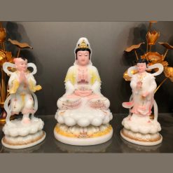 Đôi Tượng Kim Đồng Ngọc Nữ Đứng, Chất Liệu Bột Đá Viền Vàng, Cao 30.5cm 10 Doi Tuong Kim Dong Ngoc Nu Dung Chat Lieu Bot Da Vien Vang Cao 30.5cm 1