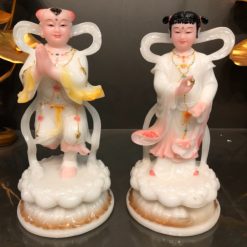 Đôi Tượng Kim Đồng Ngọc Nữ Đứng, Chất Liệu Bột Đá Viền Vàng, Cao 30.5cm 8 Doi Tuong Kim Dong Ngoc Nu Dung Chat Lieu Bot Da Vien Vang Cao 30.5cm 3