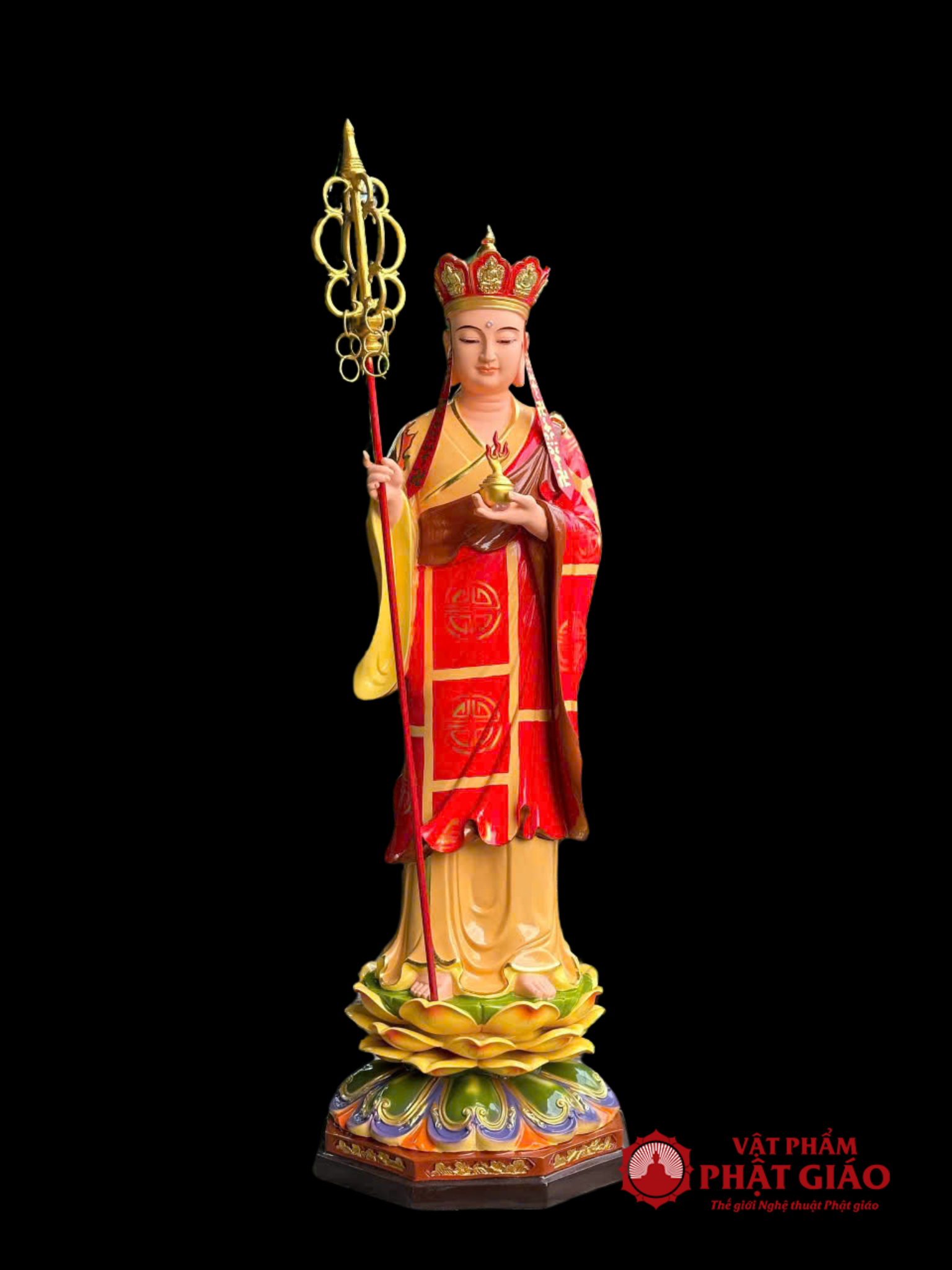 Tượng Địa Tạng Bồ Tát Đứng, Chất Liệu Composite Sơn Cao Cấp, Cao 110 cm 2 Edited