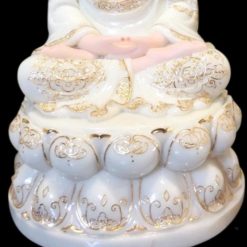 Tượng A Di Đà Ngồi, Bột Đá Trắng Viền Vàng, 16 inch (khoảng 40cm) 3 Tuong A Di Da Ngoi Bot Da Trang Vien Vang 16 inch khoang 40cm 2