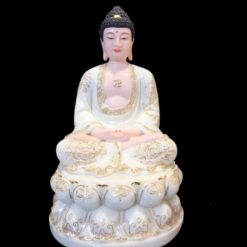 Tượng A Di Đà Ngồi, Bột Đá Trắng Viền Vàng, 16 inch (khoảng 40cm) 2 Tuong A Di Da Ngoi Bot Da Trang Vien Vang 16 inch khoang 40cm 3
