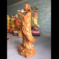 Tượng Bồ Đề Đạt Ma Sư Tổ Cưỡi Mây, Composit Sơn Màu Gỗ, Cao 140cm 3 Tuong Bo De Dat Ma Su To Cuoi May Composit Son Mau Go Cao 140cm 3