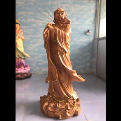 Tượng Bồ Đề Đạt Ma Sư Tổ Cưỡi Mây, Composit Sơn Màu Gỗ, Cao 140cm 2 Tuong Bo De Dat Ma Su To Cuoi May Composit Son Mau Go Cao 140cm 4