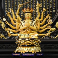 Tượng Bồ Tát Chuẩn Đề Ngồi, Chất Liệu Đồng Đài Loan Mạ Vàng, Cao 59cm 1 Tuong Bo Tat Chuan De Ngoi Chat Lieu Dong Dai Loan Ma Vang Cao 59cm 1