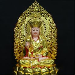 Tuong Bo Tat Dia Tang Ngoi Chat Lieu Go Huong Viet Nam Dat Vang Cao 65cm Tong La De 90cm 3