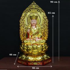 Tuong Bo Tat Dia Tang Ngoi Chat Lieu Go Huong Viet Nam Dat Vang Cao 65cm Tong La De 90cm 5