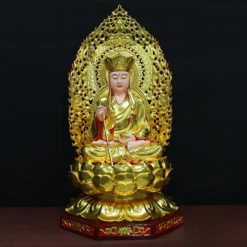 Tuong Bo Tat Dia Tang Ngoi Chat Lieu Go Huong Viet Nam Dat Vang Cao 65cm Tong La De 90cm 6