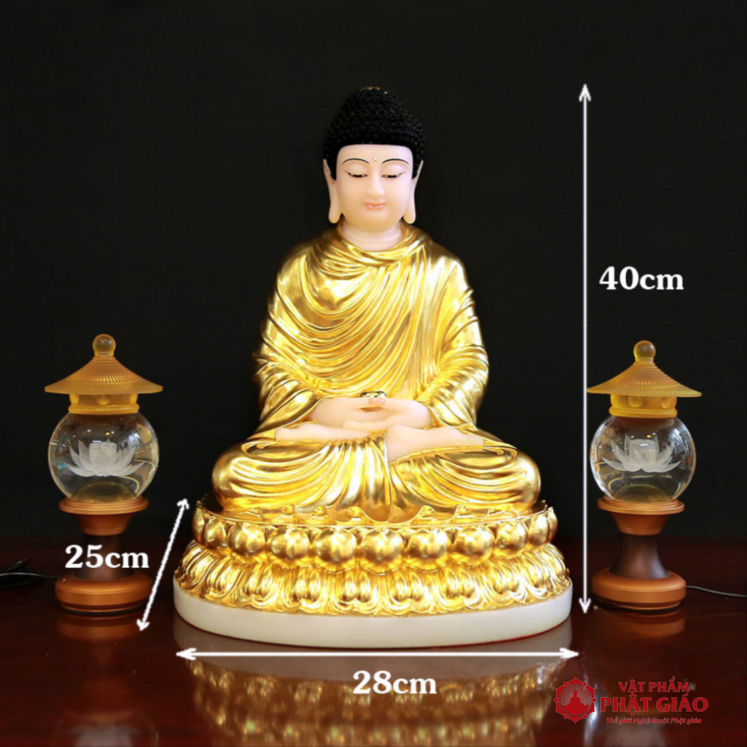 Tượng Bổn Sư Thích Ca Mâu Ni Ngồi Tĩnh Tâm Bằng Bột Đá Dát Vàng 998, Cao 40cm 9 Tuong Bon Su Thich Ca Mau Ni Ngoi Tinh Tam Bang Bot Da Dat Vang 998 Cao 40cm 3 1
