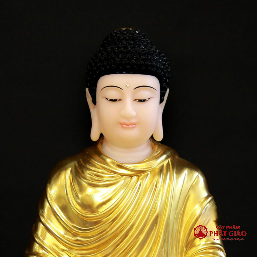 Tượng Bổn Sư Thích Ca Mâu Ni Ngồi Tĩnh Tâm Bằng Bột Đá Dát Vàng 998, Cao 40cm 7 Tuong Bon Su Thich Ca Mau Ni Ngoi Tinh Tam Bang Bot Da Dat Vang 998 Cao 40cm 5 1