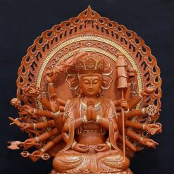 Tuong Chuan De Ngoi Bang Go Huong Chuong Vien Vang Cao 48cm Tong La De 68cm 2