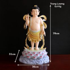 Tượng Đản Sanh Đế Mây Bằng Composite Sơn Màu, Cao 70cm 1 Tuong Dan Sanh De May Bang Composite Son Mau Cao 70cm 1