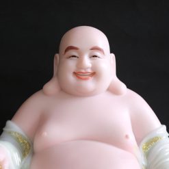 Tượng Di Lặc Ngồi Đế Cổ Văn Bằng Bột Đá Thiên Thanh, Cao 48cm 2 Tuong Di Lac Ngoi De Co Van Bang Bot Da Thien Thanh Cao 48cm 1