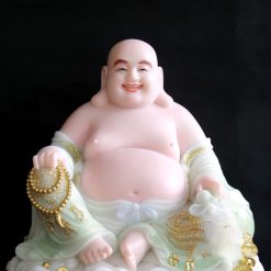 Tượng Di Lặc Ngồi Đế Cổ Văn Bằng Bột Đá Thiên Thanh, Cao 48cm 4 Tuong Di Lac Ngoi De Co Van Bang Bot Da Thien Thanh Cao 48cm 4