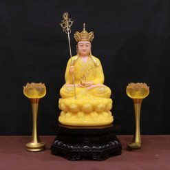 Tượng Địa Tạng Bồ Tát Ngồi Đài Sen Bằng Bột Đá Màu Thạch Anh Viền Vàng Nổi, Cao 40cm 3 Tuong Dia Tang Bo Tat Ngoi Dai Sen Bang Bot Da Mau Thach Anh Vien Vang Noi Cao 40cm 5