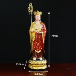 Tượng Địa Tạng Đứng Đài Sen Áo Đỏ Bằng Composite, Cao 70cm 1 Tuong Dia Tang Dung Dai Sen Ao Do Bang Composite Cao 70cm 1