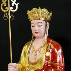 Tượng Địa Tạng Đứng Đài Sen Áo Đỏ Bằng Composite, Cao 70cm 5 Tuong Dia Tang Dung Dai Sen Ao Do Bang Composite Cao 70cm 3
