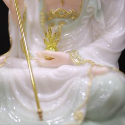 Tuong Dia Tang Ngoi Bot Da Trang Xanh Nhat Vien Vang Cao 40cm Tong Hao Quang 52cm 1