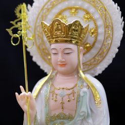 Tuong Dia Tang Ngoi Bot Da Trang Xanh Nhat Vien Vang Cao 40cm Tong Hao Quang 52cm 11