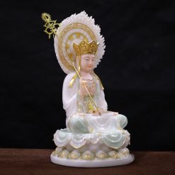 Tuong Dia Tang Ngoi Bot Da Trang Xanh Nhat Vien Vang Cao 40cm Tong Hao Quang 52cm 13