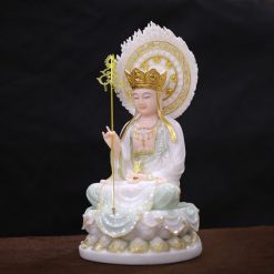 Tuong Dia Tang Ngoi Bot Da Trang Xanh Nhat Vien Vang Cao 40cm Tong Hao Quang 52cm 2