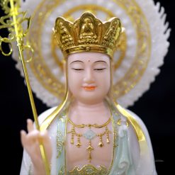 Tuong Dia Tang Ngoi Bot Da Trang Xanh Nhat Vien Vang Cao 40cm Tong Hao Quang 52cm 9