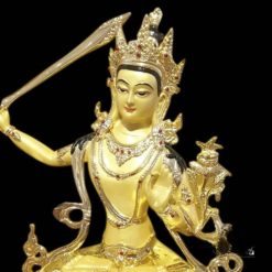 Tượng Đồng Đức Văn Thù Ngồi Tay Cầm Kiếm, Đồng Mạ Vàng, Cao 30cm 9 Tuong Dong Duc Van Thu Ngoi Tay Cam Kiem Dong Ma Vang Cao 30cm 3