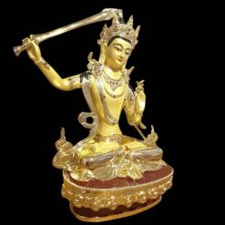 Tượng Đồng Đức Văn Thù Ngồi Tay Cầm Kiếm, Đồng Mạ Vàng, Cao 30cm 5 Tuong Dong Duc Van Thu Ngoi Tay Cam Kiem Dong Ma Vang Cao 30cm 7