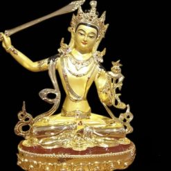 Tượng Đồng Đức Văn Thù Ngồi Tay Cầm Kiếm, Đồng Mạ Vàng, Cao 30cm 4 Tuong Dong Duc Van Thu Ngoi Tay Cam Kiem Dong Ma Vang Cao 30cm 8