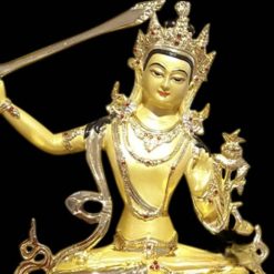 Tượng Đồng Đức Văn Thù Ngồi Tay Cầm Kiếm, Đồng Mạ Vàng, Cao 30cm 3 Tuong Dong Duc Van Thu Ngoi Tay Cam Kiem Dong Ma Vang Cao 30cm 9