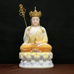 Tượng Đức Địa Tạng Ngồi Đài Sen Sơn Vàng, Bằng Bột Đá, Cao 40cm 1 Tuong Duc Dia Tang Ngoi Dai Sen Son Vang Bang Bot Da Cao 40cm 1